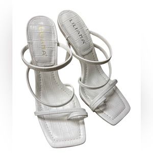 Liliana White Open Toe Heels